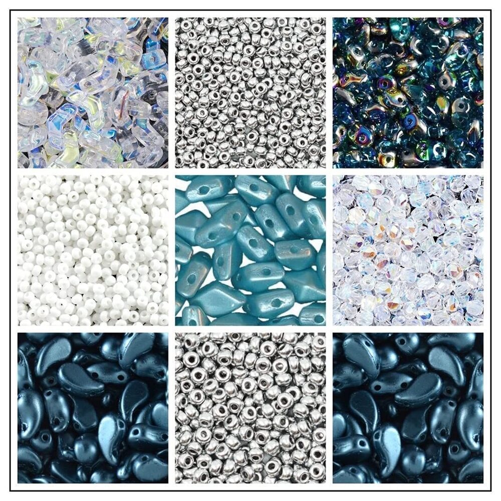 6999 ScaraBeads, Set of Czech Pressed and Faceted Glass Beads in Different